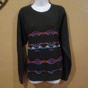 Blue crown aztec print sweatshirt medium